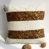 Onitiva - [Gold Autumn] Linen Stylish Patch Work Pillow Cushion Floor Cushion (19.7 by 19.7 inches)