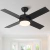 44 in. Indoor Matte Black Ceiling Fans with Dimmable Integrated LED Light and Remote Control