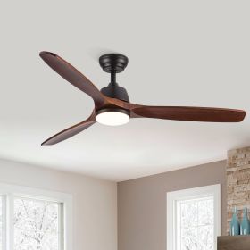 52 in. Indoor&Outdoor Solid Wood Ceiling Fan with light and Remote Control, Reversible DC Motor