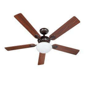 52" Indoor/Outdoor Oil Rubbed Bronze 5 Blade Reverse Airflow Ceiling Fan, 1 LED Light Bulb