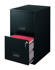 18" Deep 2 Drawer Letter Width Vertical File Cabinet, Black