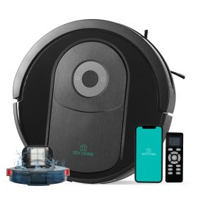 Robot Vacuum and Mop Combo, 4000pa Automatic Vacuum Cleaner Robot with Watertank and Dustbin, Self-Charging Smart Vacuum Robot Compatible with APP, Pe