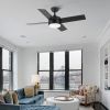 44 in. Indoor Matte Black Ceiling Fans with Dimmable Integrated LED Light and Remote Control