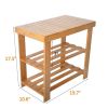 Bosonshop 2- Tier Bamboo Shoe Bench Rack Shoe Storage 19.7" x 10.6" x 17.5" (L x W x H)