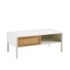 40.16" Rattan Coffee table, sliding door for storage, metal legs, Modern table for living room , white