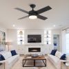 44 in. Indoor Matte Black Ceiling Fans with Dimmable Integrated LED Light and Remote Control