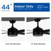 44 in. Indoor Matte Black Ceiling Fans with Dimmable Integrated LED Light and Remote Control