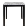 Faux Marble 5-Piece Dining Set Table with 4 Thicken Cushion Dining Chairs Home Furniture, White/Beige+Black