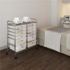 12 Drawer Rolling Storage Cart Organizer with Lockable Wheels, White