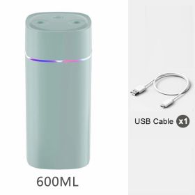 Portable Mist Humidifier; 600ml Small Desk Cool Mini Humidifier With Colorful Night Light; USB Personal Desktop Humidifiers (Composition: Humidifier, Color: Green-Double Spray)