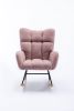 Rocking Chair, Soft Teddy Velvet Fabric Rocking Chair for Nursery, Comfy Wingback Glider Rocker with Safe Solid Wood Base for Living Room Bedroom Balc