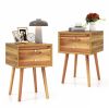 Mid-Century Wooden Multipurpose End Table with 2 Storage Drawers