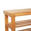 90cm 3Tier Bamboo Stool Shoe Rack Storage Seat Organizer Shelf Entryway Bench