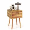 Mid-Century Wooden Multipurpose End Table with 2 Storage Drawers