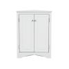 Triangle Bathroom Storage Cabinet with Adjustable Shelves, Freestanding Floor Cabinet for Home Kitchen