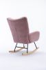 Rocking Chair, Soft Teddy Velvet Fabric Rocking Chair for Nursery, Comfy Wingback Glider Rocker with Safe Solid Wood Base for Living Room Bedroom Balc