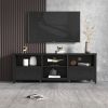 WESOME 70.08 Inch Length Black TV Stand for Living Room and Bedroom;  with 2 Drawers and 4 High-Capacity Storage Compartment.