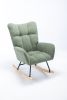 Rocking Chair, Soft Teddy Velvet Fabric Rocking Chair for Nursery, Comfy Wingback Glider Rocker with Safe Solid Wood Base for Living Room Bedroom Balc