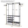 Metal Garment Rack Shoe Clothing Organizer Shelves Freestanding Multifunctional Clothes Wardrobe